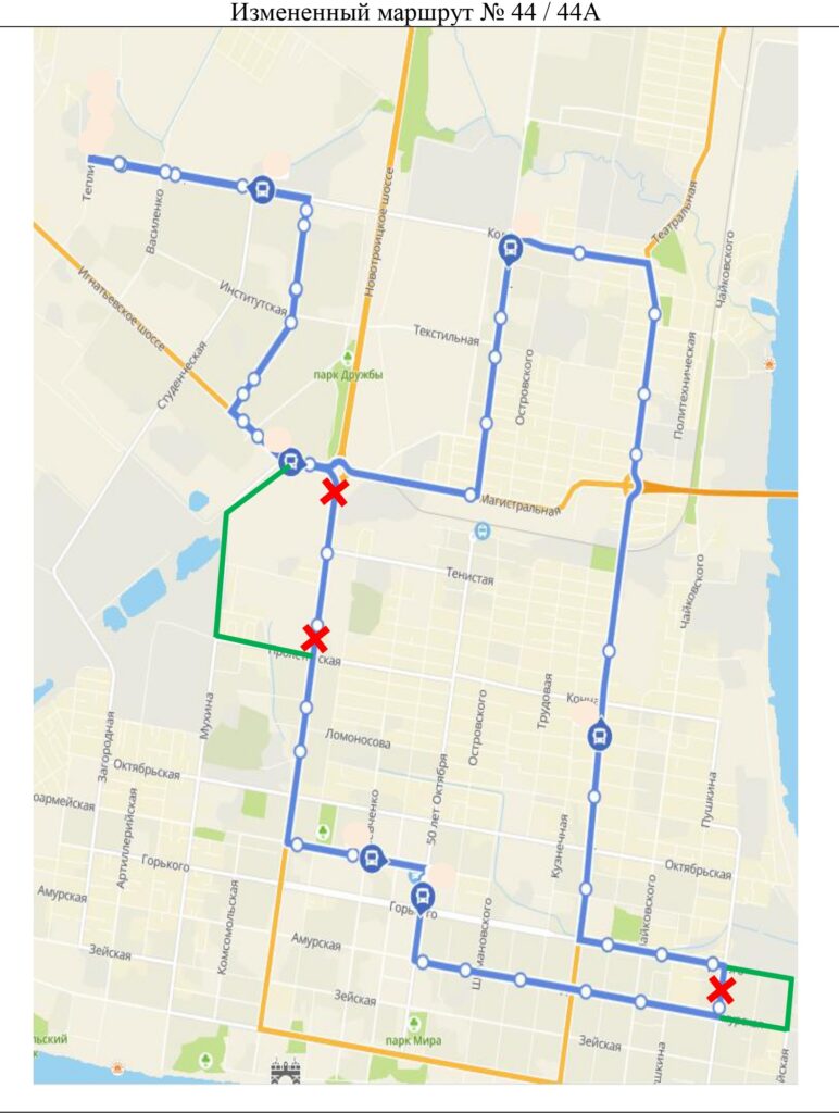 обновлённая схема движения автобуса №44