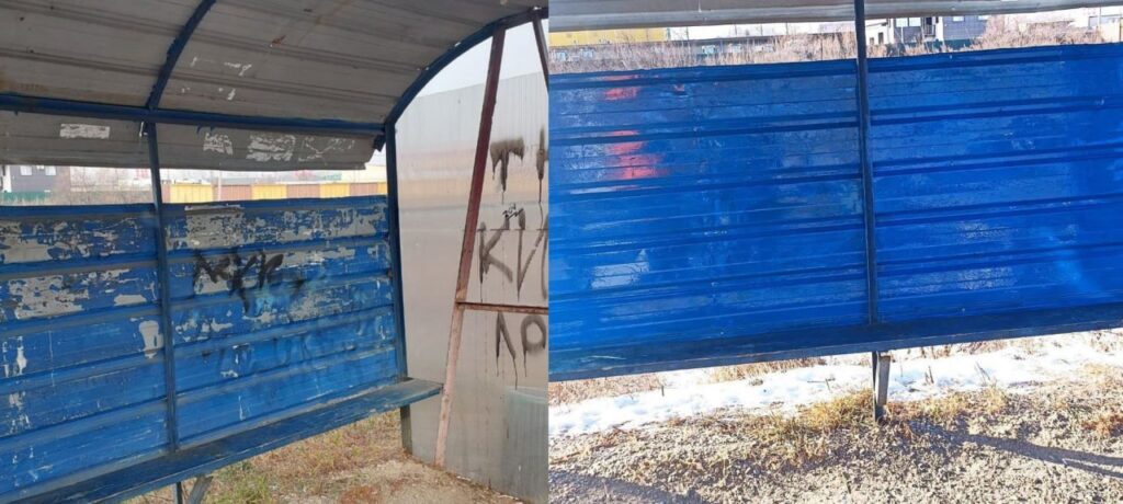 Рабочие ГСТК снова закрашивали граффити в Благовещенске