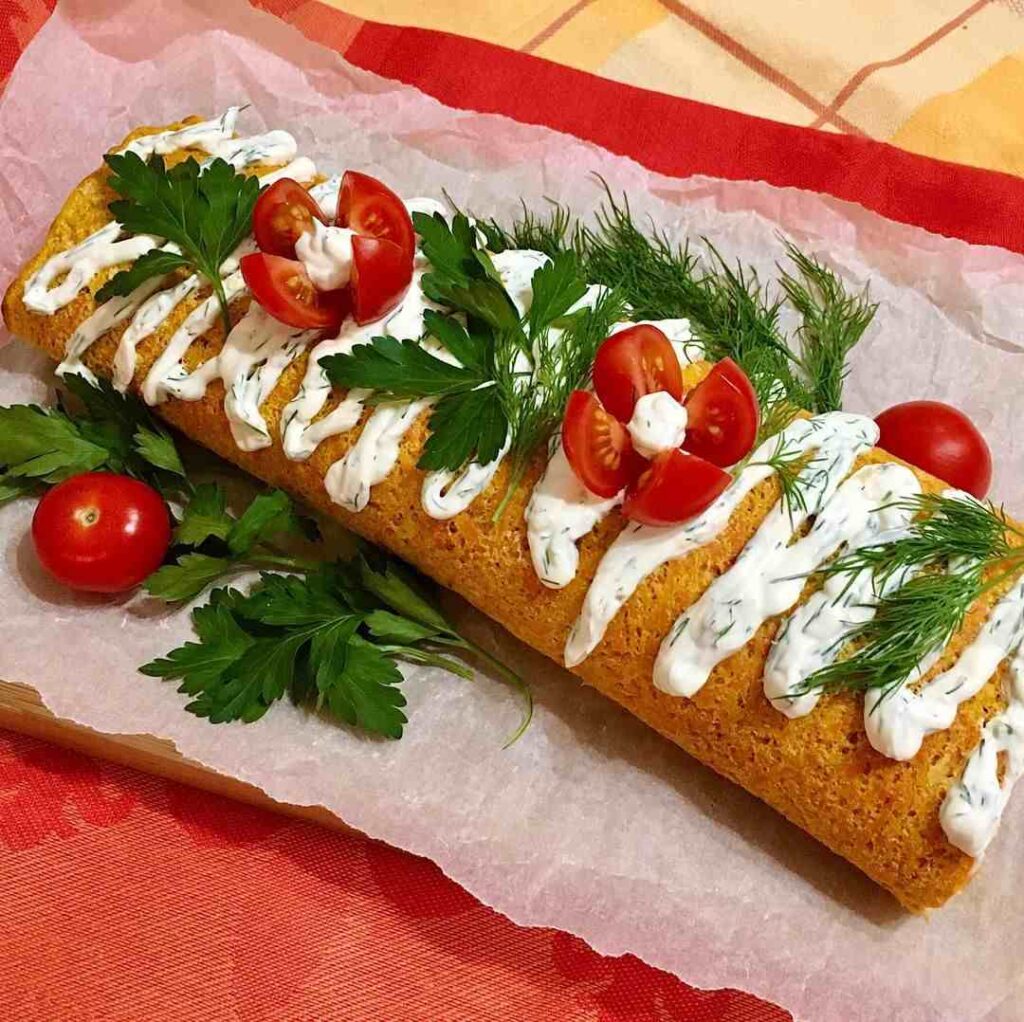 морковный рулет, морковный рулет с курицей, рецепт рулета