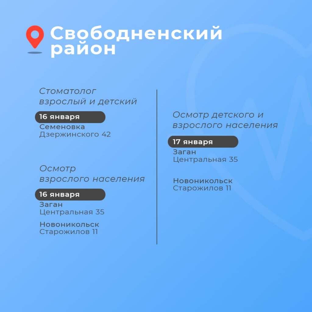 График работы передвижных медкомплексов в Амурской области