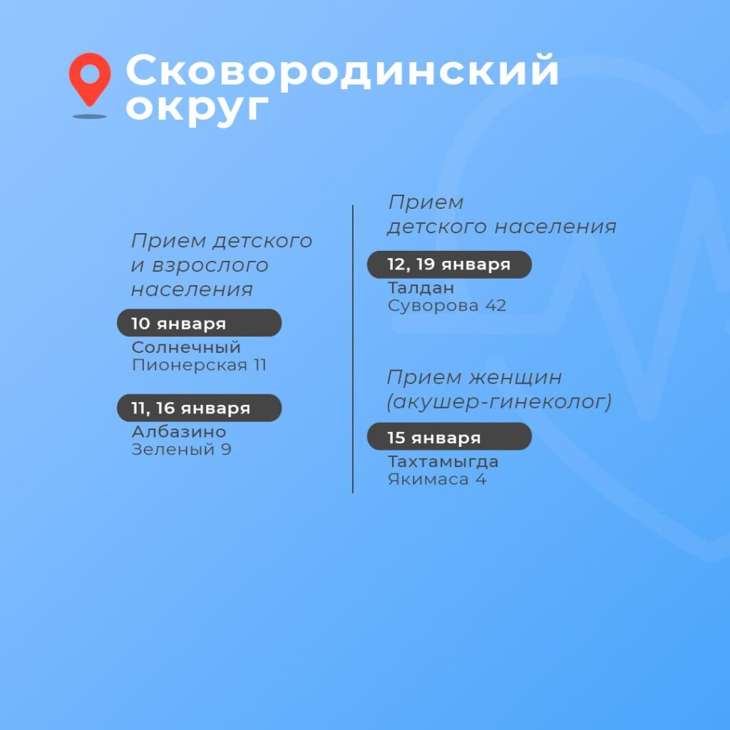 График работы передвижных медкомплексов в Амурской области