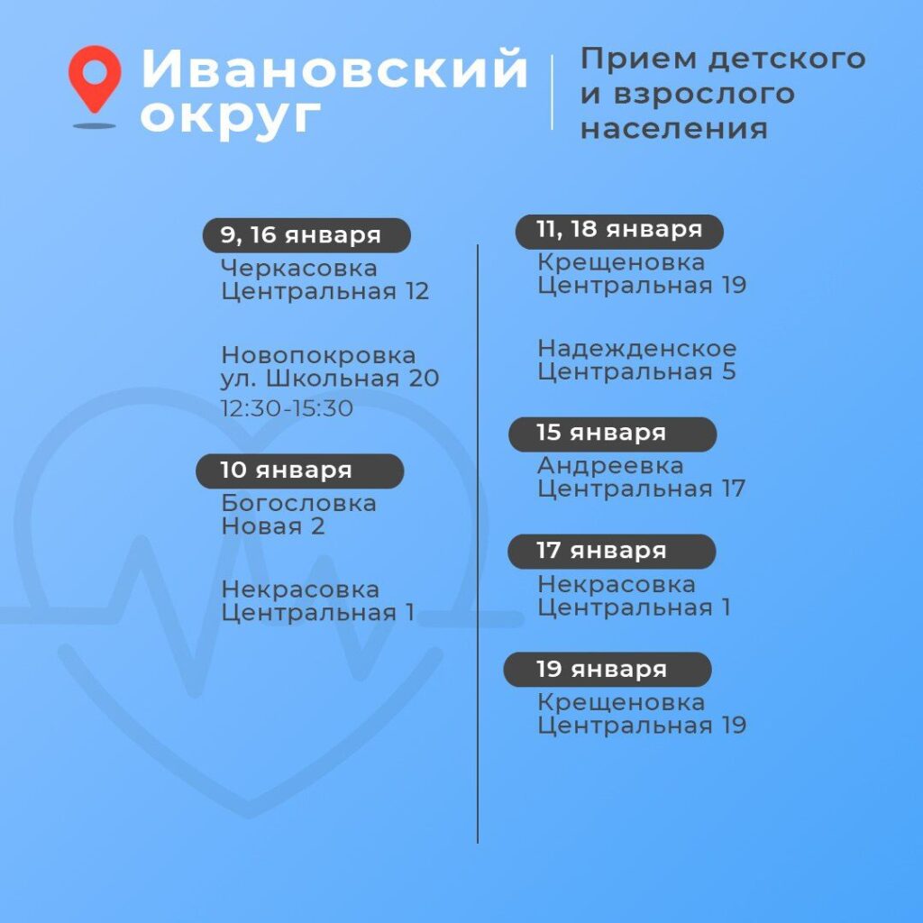 График работы передвижных медкомплексов в Амурской области