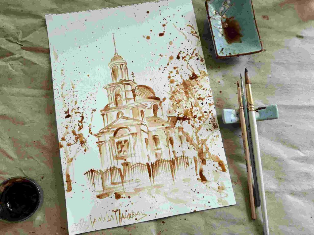 кофеарт, кофеграфия, рисунки кофе, достопримечательности Благовещенска