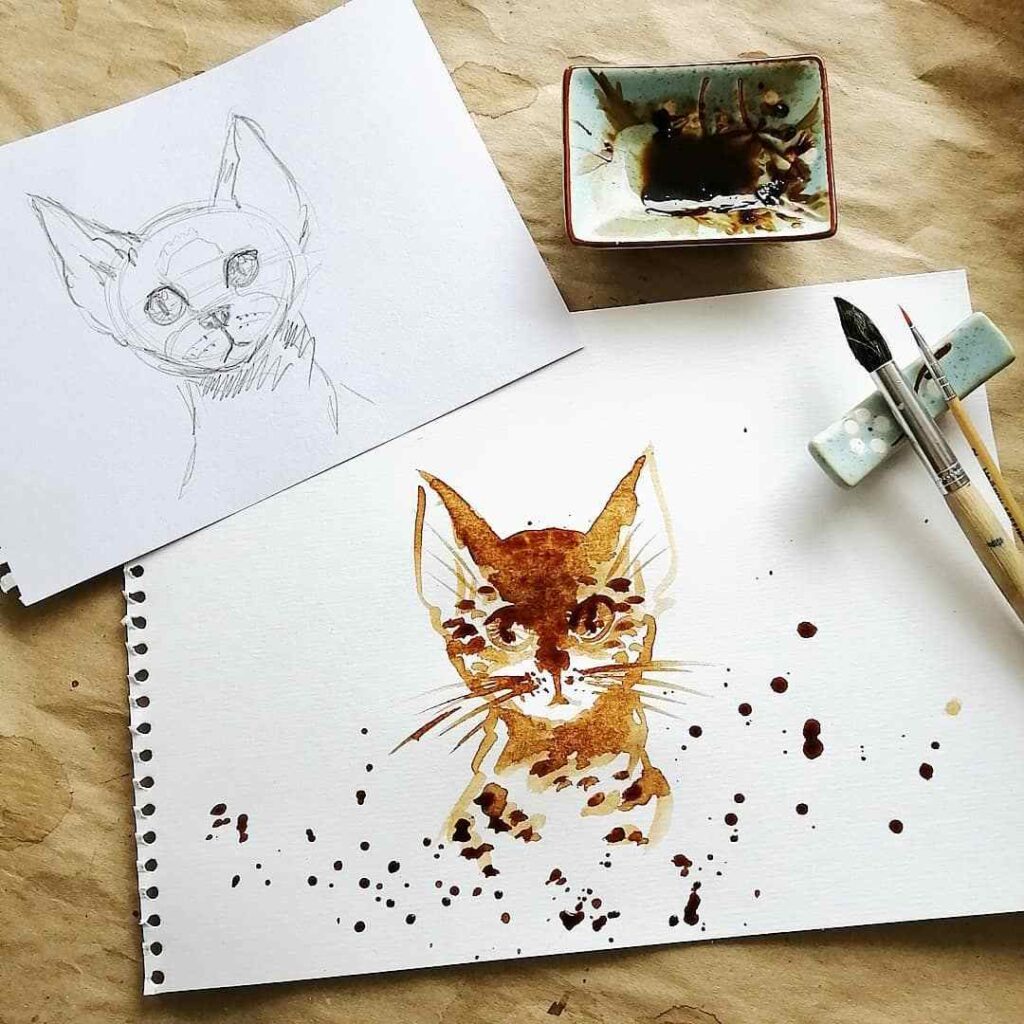 кофеграфия, кофейные рисунки, кофекот