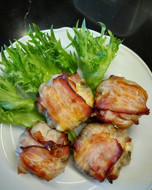 сырный суп, сырный суп рецепт, в беконе, бекон в духовке,  курица в беконе, шампиньоны в беконе, грибы в беконе