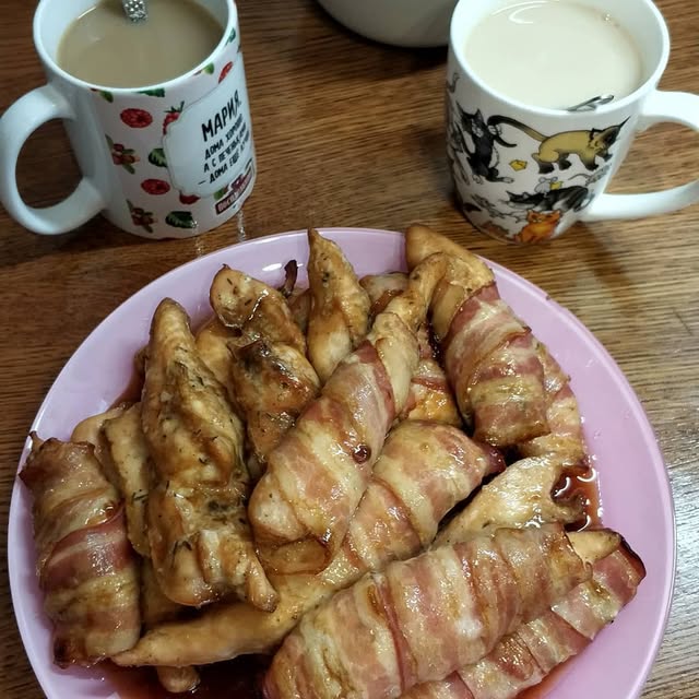 сырный суп, сырный суп рецепт, в беконе, бекон в духовке,  курица в беконе, шампиньоны в беконе, грибы в беконе